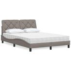 vidaXL Bed met matras stof taupe 140x190 cm, Verzenden, Stof, Nieuw, Tweepersoons