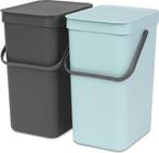 Sort & Go Inbouwemmer 2x12 liter Mint/Grey, Huis en Inrichting, Woonaccessoires | Prullenbakken, Verzenden, Nieuw