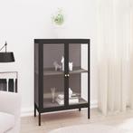 vidaXL Dressoir 75x35x105 cm staal en glas zwart, Huis en Inrichting, Kasten | Dressoirs, Verzenden, Nieuw, 50 tot 100 cm, Metaal