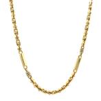 Gouden fantasie collier bicolour 61 cm 14 krt, Sieraden, Tassen en Uiterlijk, Kettingen, Verzenden, Zo goed als nieuw, Goud, Goud