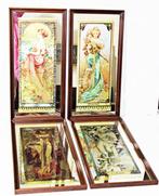 Mucha - Wandspiegel (4)- Volledige serie  - Glas en hout -