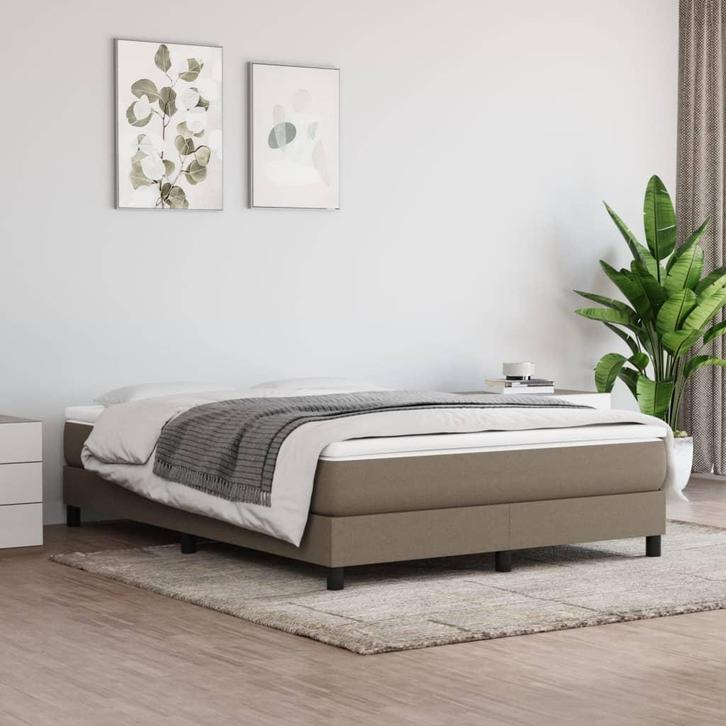 vidaXL Boxspring bed stof taupe 140x200 cm, Huis en Inrichting, Slaapkamer | Bedden, 140 cm, 200 cm, Tweepersoons, Nieuw, Stof