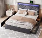 Modern Tweepersoonsbed  Linnen Bekleding, 4Lades, LED en USB, Huis en Inrichting, Slaapkamer | Bedden, Verzenden, Nieuw