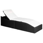 vidaXL Ligbed met kussen poly rattan zwart, Tuin en Terras, Ligbedden, Verzenden, Nieuw
