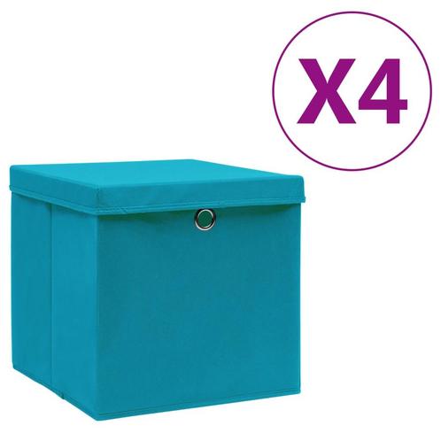 vidaXL Opbergboxen met deksel 4 st 28x28x28 cm babyblauw, Huis en Inrichting, Woonaccessoires | Kisten, Nieuw, Verzenden