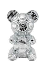 Teddybeer 19 cm Spiegeltjes Zilver Beer Discobal Pop Beeld S, Ophalen of Verzenden, Nieuw, Feestartikel, Carnaval