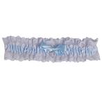 Grote maat Kousenband Blauw Broderie - blauw strikje en zilv, Ophalen of Verzenden, Nieuw