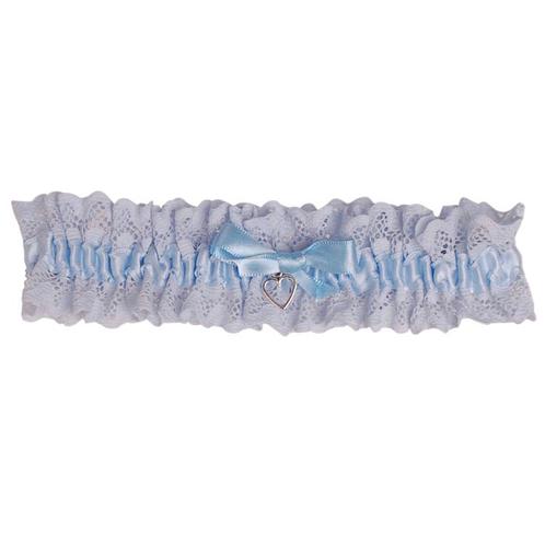 Grote maat Kousenband Blauw Broderie - blauw strikje en zilv, Kleding | Dames, Trouwkleding en Trouwaccessoires, Nieuw, Ophalen of Verzenden