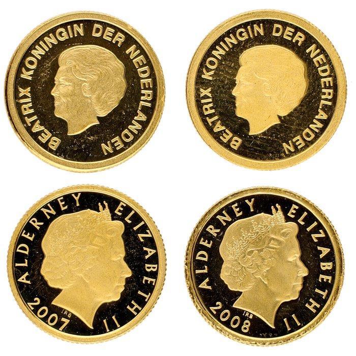 Alderney, Aruba. 2004/2008 - Kleine Gouden Munten (4, Postzegels en Munten, Munten | Europa | Niet-Euromunten