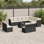 vidaXL 13-delige Loungeset met kussens poly rattan zwart, Tuin en Terras, Verzenden, Nieuw, Rotan, Loungeset