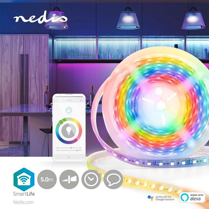 LED strip 5 meter LED Snoer Wifi en App - Nedis WIFILS51CRGB, Huis en Inrichting, Lampen | Overige, Nieuw, Verzenden