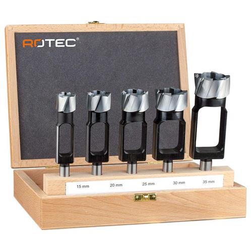Rotec Proppen en Scharnierenboren set 5-delig, Doe-het-zelf en Verbouw, Gereedschap | Boormachines, Nieuw, Verzenden