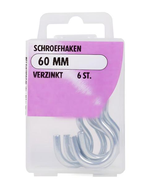 Set van 6 schroefhaakjes (60 mm), Doe-het-zelf en Verbouw, Gereedschap | Handgereedschap, Nieuw, Ophalen of Verzenden