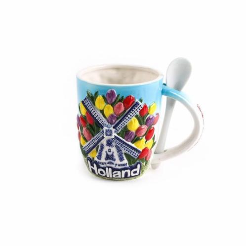 Beker - Mok Keramiek met molen kuspaar en tulpen, Kleding | Heren, Schoenen, Nieuw, Ophalen of Verzenden