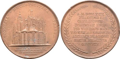 Brons medaille 1829 Prag Erzstift: Wenzel Leopold Chlumco..., Postzegels en Munten, Penningen en Medailles, Verzenden