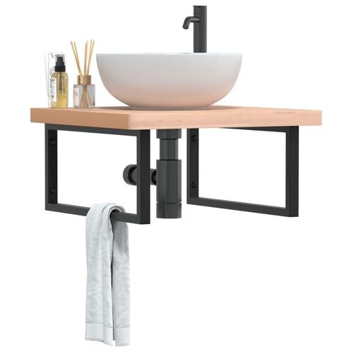 vidaXL Badkamer wandschap staal en massief beukenhout, Huis en Inrichting, Tafels | Kaptafels, Nieuw, Verzenden