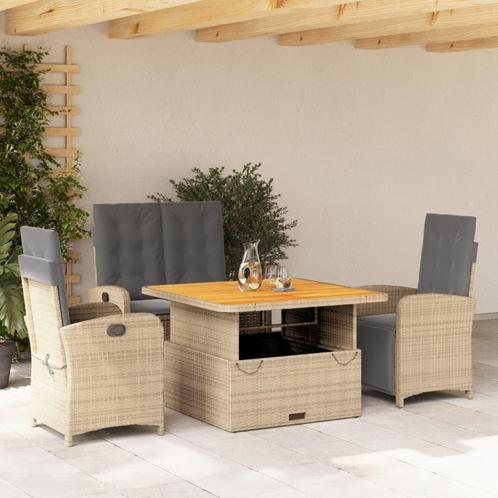 vidaXL 4-delige Tuinset met kussens poly rattan beige, Tuin en Terras, Tuinsets en Loungesets, Tuinset, Nieuw, 4 zitplaatsen, Rotan