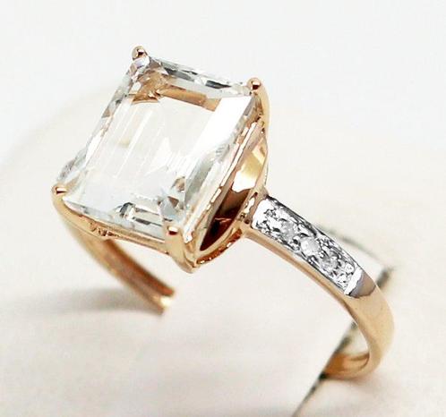 Zonder Minimumprijs - Ring - 14 karaat Geel goud Aquamarijn, Sieraden, Tassen en Uiterlijk, Ringen