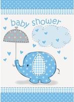 Uitnodigingen Baby shower blauwe olifant, Ophalen of Verzenden, Nieuw