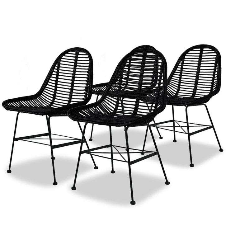 vidaXL Eetkamerstoelen 4 st natuurlijk rattan zwart, Huis en Inrichting, Stoelen, Zwart, Nieuw, Verzenden