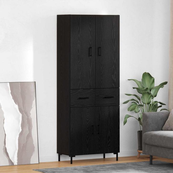 vidaXL Highboard met lade Zwart Eiken 69,5 x 34 x 180 cm, Huis en Inrichting, Kasten | Buffetkasten, Nieuw, Minder dan 50 cm, Overige houtsoorten