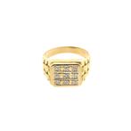 18 Krt. Gouden zegelring met diamant | 0,54 ct. (herenring), Gebruikt, Overige kleuren, 19 tot 20, Heer
