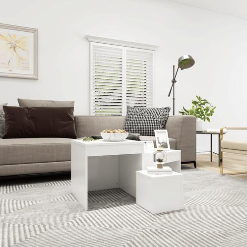 vidaXL 3-delige Tafeltjesset bewerkt hout wit, Huis en Inrichting, Tafels | Bijzettafels, Nieuw, Verzenden