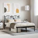 vidaXL Bedframe met hoofdbord metaal zwart 120x200 cm, Verzenden, Zwart, Nieuw, Twijfelaar