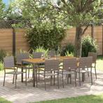 vidaXL Tuin Eetset 9 pcs Grijs poly rattan, Tuin en Terras, Verzenden, Nieuw, Rotan