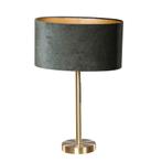 Tafellamp messing met ovale velours kap groen 35cm - Simplo, Huis en Inrichting, Lampen | Tafellampen, Nieuw, Overige materialen