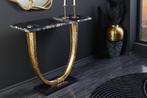 Handgemaakte wandtafel OMEGA 80cm zwart marmer goud metaal -, Huis en Inrichting, Tafels | Sidetables, Ophalen of Verzenden, Nieuw