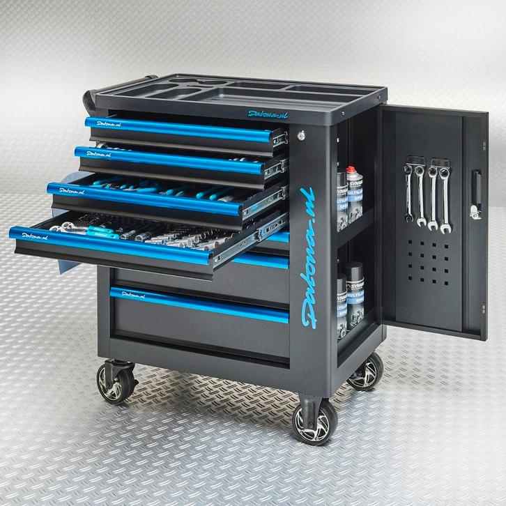 Datona Gereedschapswagen Black-Line 7 laden + 273-delige, Doe-het-zelf en Verbouw, Gereedschapskisten, Nieuw, Ophalen of Verzenden