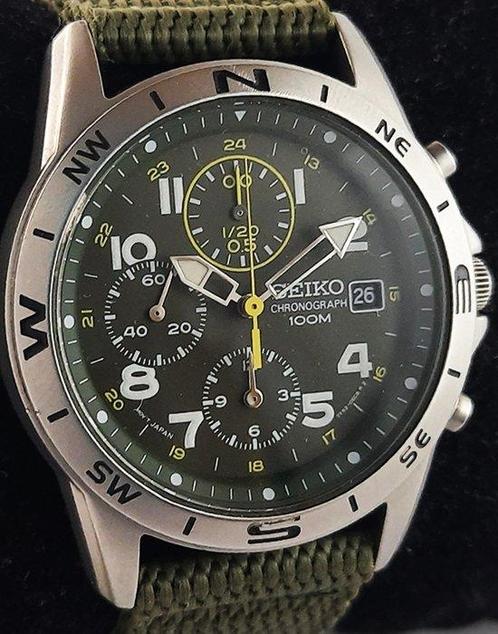 Seiko - Chronograph Military Dark Green - Zonder, Sieraden, Tassen en Uiterlijk, Horloges | Antiek