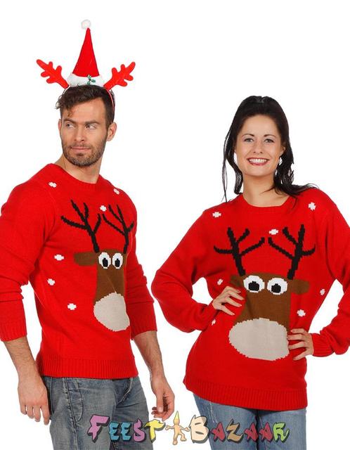 Foute Kersttrui Rood Met Rendier, Kleding | Dames, Carnavalskleding en Feestkleding, Nieuw, Ophalen of Verzenden