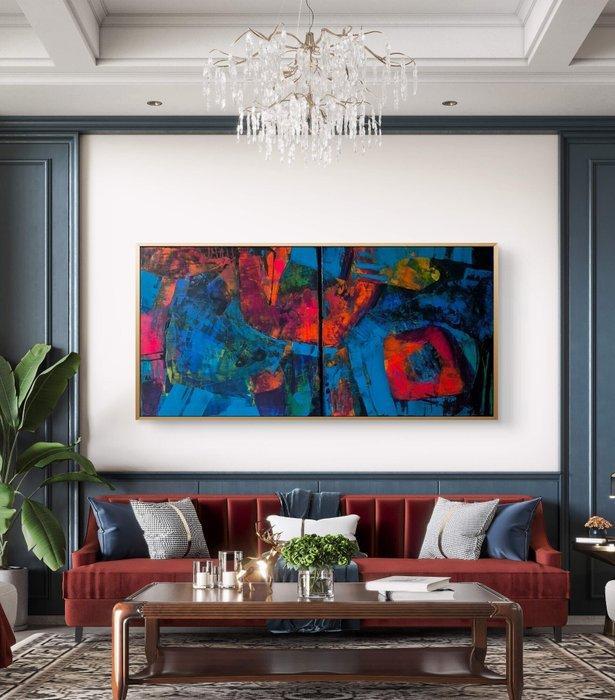 Sonja Brzak - Blue Diptich, Antiek en Kunst, Kunst | Schilderijen | Modern