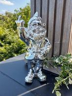 Beeld, naughty silver gnome with middle finger - 30 cm -