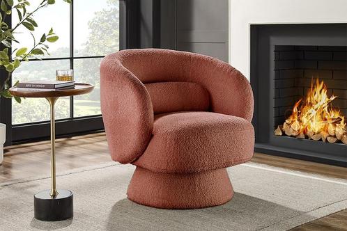 Draaibare Design Fauteuil BOSSA NOVA 80cm roest Bouclé -, Huis en Inrichting, Fauteuils, Ophalen of Verzenden
