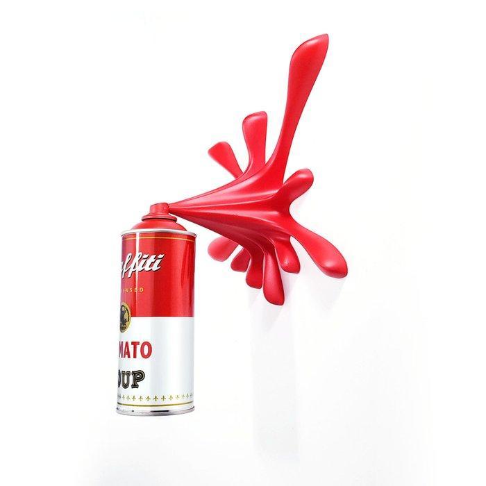 2FAST - Red Graffiti Tomato Soup Splash Sculpture | Modern, Antiek en Kunst, Kunst | Designobjecten