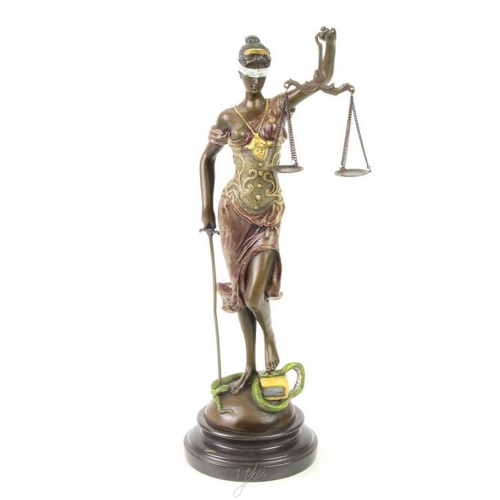 BRONZEN BEELD VAN VROUWE JUSTITIA (Beeldjes - Decoratie), Antiek en Kunst, Kunst | Beelden en Houtsnijwerken, Verzenden