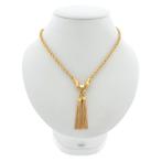 18 Krt. Gouden gedraaide schakel ketting met kwastjes en..., Sieraden, Tassen en Uiterlijk, Kettingen, Gebruikt, Overige kleuren