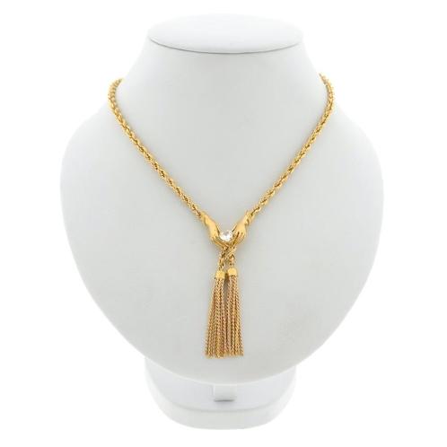 18 Krt. Gouden gedraaide schakel ketting met kwastjes en..., Sieraden, Tassen en Uiterlijk, Kettingen, Overige kleuren, Gebruikt