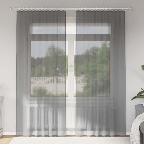 vidaXL Gordijnen voile met roedezakken 2 st donkergrijs, Huis en Inrichting, Stoffering | Gordijnen en Lamellen, Grijs, Nieuw