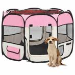 vidaXL Hondenren inklapbaar met draagtas 90x90x58 cm roze, Verzenden, Nieuw