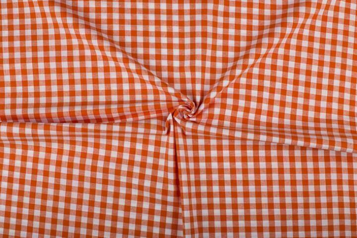 Geruite stof oranje wit geruit - 10mm geruit, Hobby en Vrije tijd, Stoffen en Lappen, 120 cm of meer, 200 cm of meer, Oranje, Nieuw