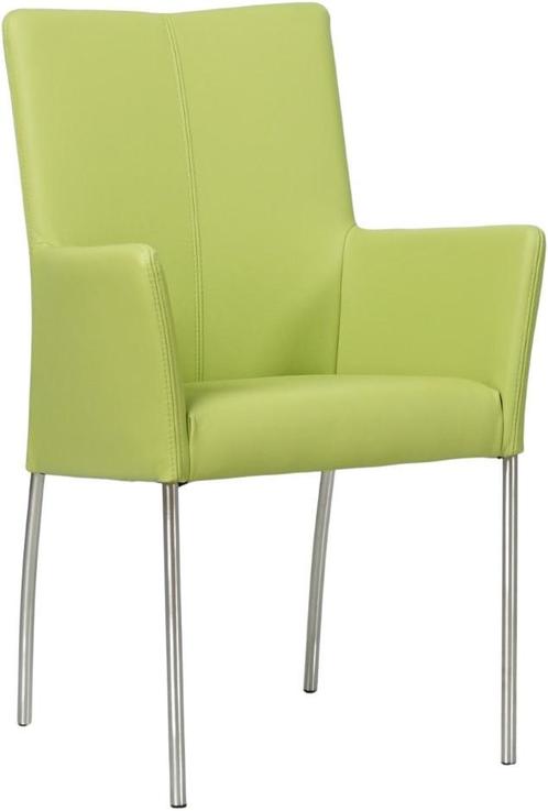 Felgroene leren moderne eetkamerstoel - poot rond rvs - Tole, Huis en Inrichting, Stoelen, Eén, Overige kleuren, Nieuw, Leer, Ophalen of Verzenden