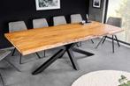 Massief houten eettafel MAMMUT 200cm acacia zwart metalen, Huis en Inrichting, Tafels | Eettafels, Ophalen of Verzenden, Nieuw