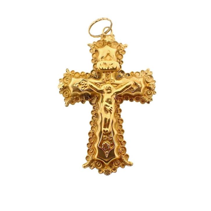 Gouden Antieke hanger van een kruis | 19e eeuws (religieus), Sieraden, Tassen en Uiterlijk, Bedels, Gebruikt, Overige merken, Goud