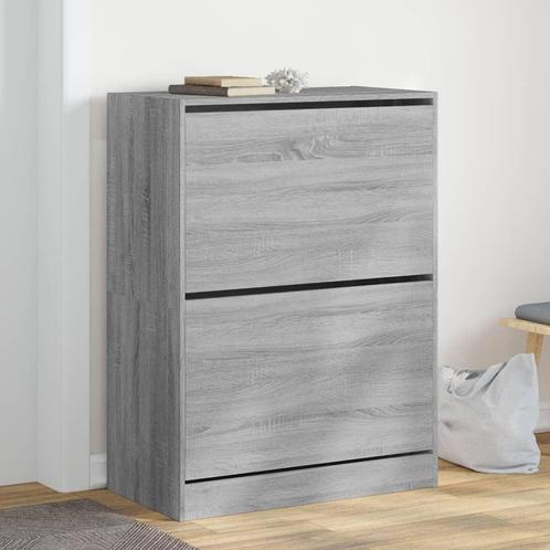 vidaXL Schoenenkast met 2 klaplades 80x42x108 cm grijs, Huis en Inrichting, Kasten | Schoenenrekken, Nieuw, Verzenden