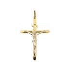 Bicolor gouden hanger van een groot kruis met corpus | INRI, Ophalen of Verzenden, Gebruikt, Goud, Overige merken