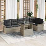 vidaXL Tuin Sofa Set met kussen 7 pcs Lichtgrijs poly rattan, Tuin en Terras, Verzenden, Nieuw, Rotan